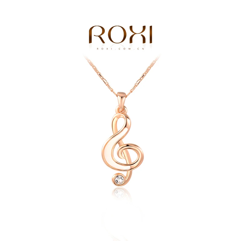 

ROXI Brand Necklace for Womens Necklace Music Note Pendant Necklace Rose Gold Color Chain Charm Jewellry collier femme
