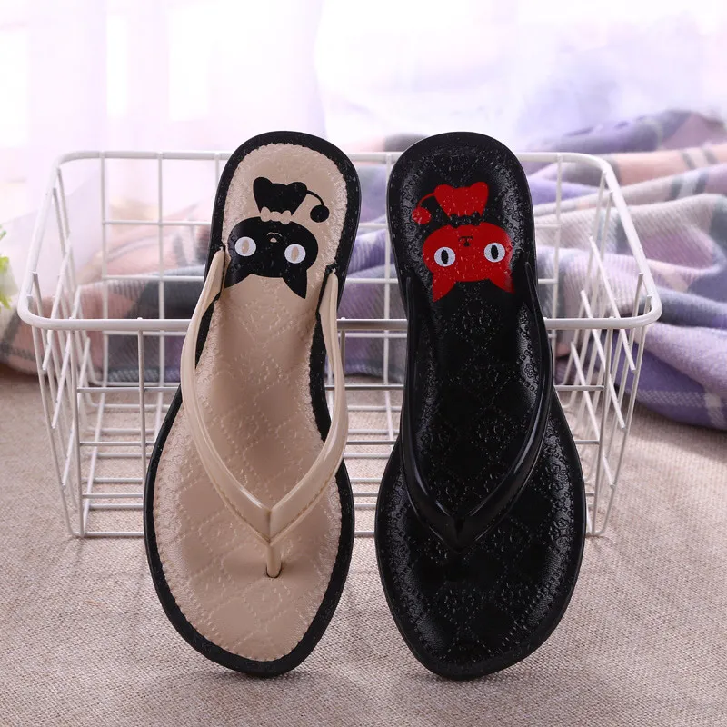 

Summer Flip Flops Women Cute Cat Flat Slippers Soft Bottom Inside Slides No-slip Female Outdoor Beach Slipper Fast Delivery