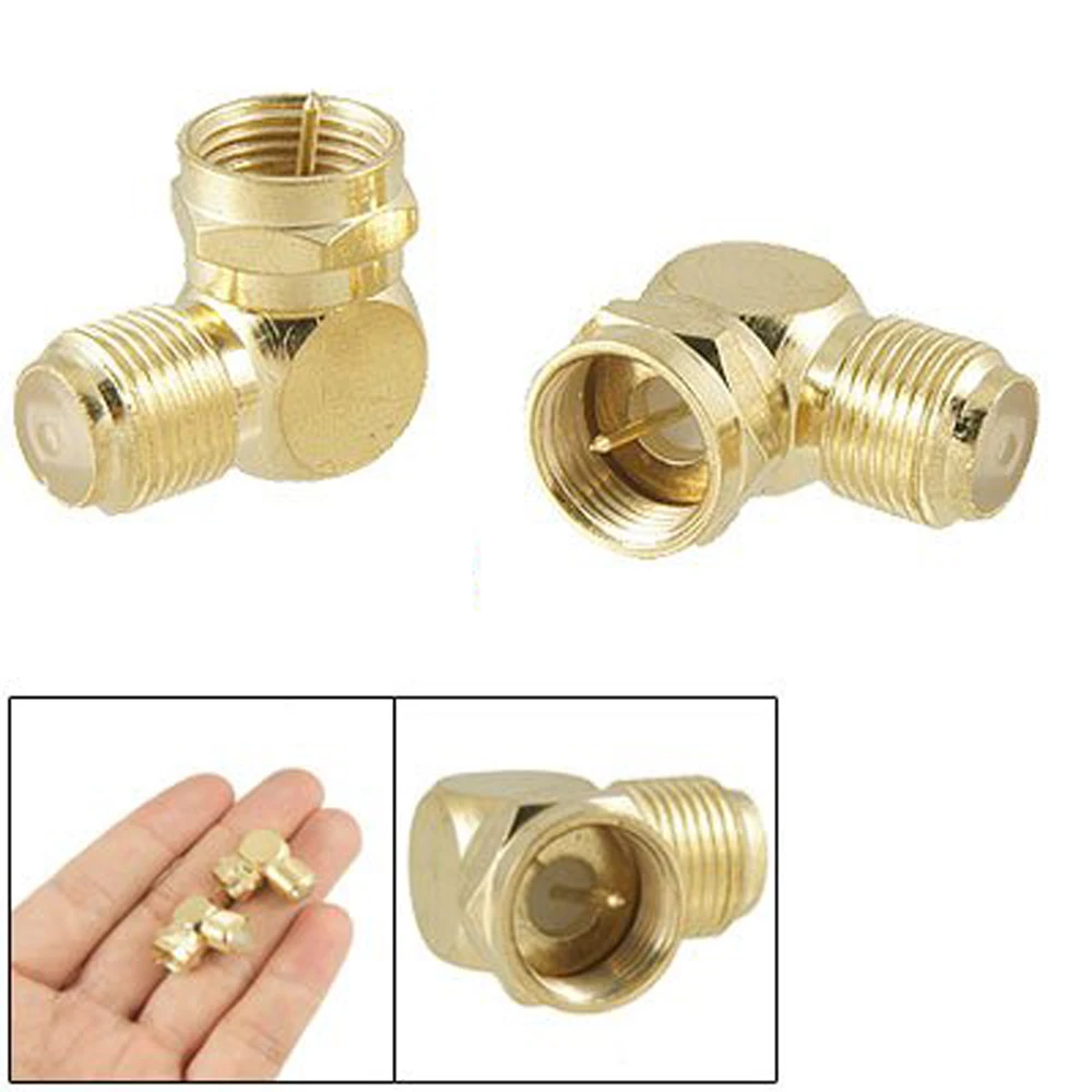 

WSFS Hot Sale 2pcs F Male Plug to F Female Jack Right Angle RF Coaxial Adapter Connector