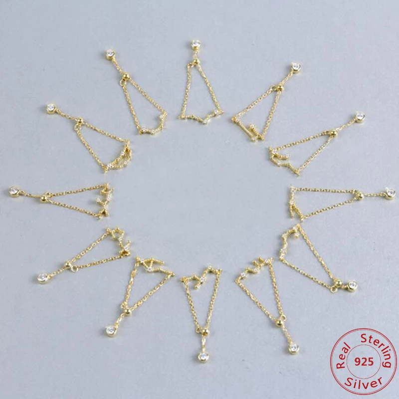 

New Design 12 constellations Zodiac Sign Finger Rings Rose Gold color 925 Sterling Silver Adjustable size Women's Rings