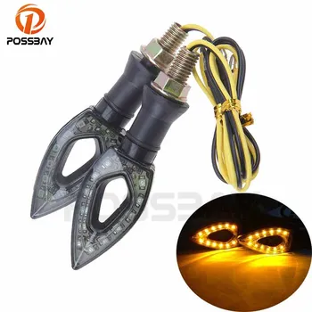 

POSSBAY Universal 12 LED Motorcycle Turn Signal Indicators Lights Amber Lamp Flashers For Honda CBR 600 RR CB400 Cafe Racer