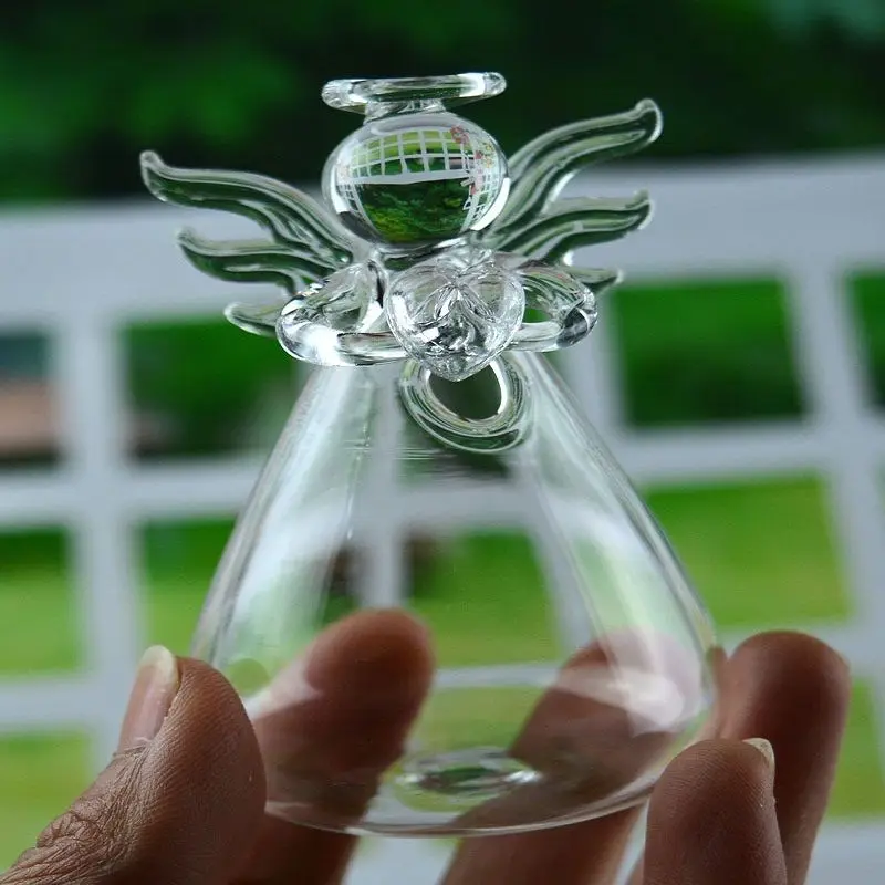Прозрачная стеклянная подвесная ваза в форме ангела, Террариум, гидропонный горшок, цветочный домашний декор, стеклянный террариум, гидропонная ваза в форме ангела, d ваза