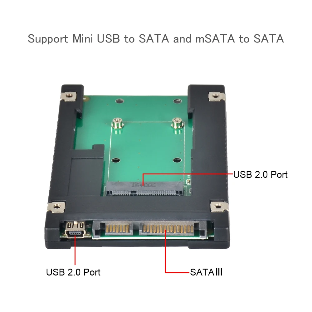 ELUTENG mSATA to SATA SSD Converter HDD Hard Disk Drive 2