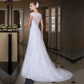 

Vestido Branco White V-Neck Court Train Sleeveless A-Line Cheap Wedding Dress Bridal Dresses Zuhair Murad Bruidsjurken