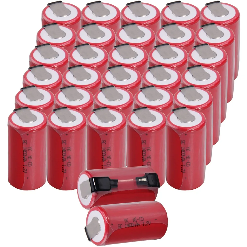 Real capacity! 32 pcs SC 1400mah 1.2v battery NICD rechargeable batteries for electric drills 4.25cm*2.2cm batterie power tools |