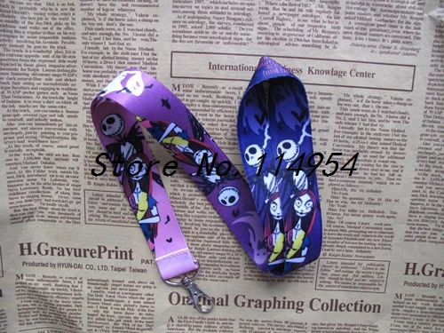 

Free shipping 10 Pcs /Wholesale lots Nightmare Before Christmas Necklace Strap Lanyards Cell Phone PDA Key ID Strap Charms L027