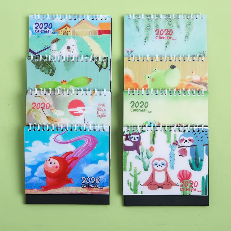 

2020 Cute Cartoon Animals Series Calendars Table Desk Calendar Office Work Learning Schedule Periodic Planner Stationery