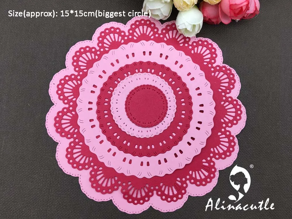 Высечки для резки металла 6 шт стежка doily круг цветок кружева круглый скрапбук