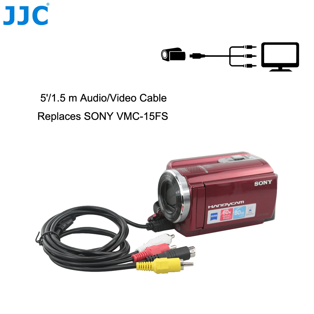 

JJC 1.5m 10-Pin Connector Audio Video Cord TV AV A/V Output Cable for SONY VMC-15FS Compatible Handycam Camcorder