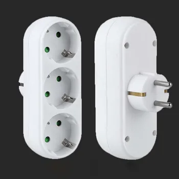 

2pcs EU One Turn Three European Electric Socket Three Socket To German Type 2 Round Plug European Standard 3 Holes Socket
