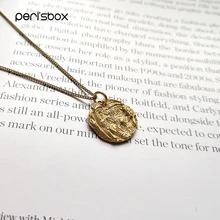 Peri'sBox, винтажное ожерелье с тисненой монетой, Чокеры для женщин, 925 пробы, серебряное круглое многослойное ожерелье с диском