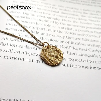 

Peri'sBox Vintage Embossed Coin Pendant Chokers Necklaces for Women 925 Sterling Sliver Round Disc Layered Necklace Statement