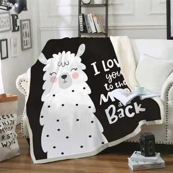 

Alpaca Printed Cartoon Blanket Coral Fleece Fabric Soft Thick Solid Pretty Animal Spring Winter Warm Bed Sofa Kids Fashion Cover
