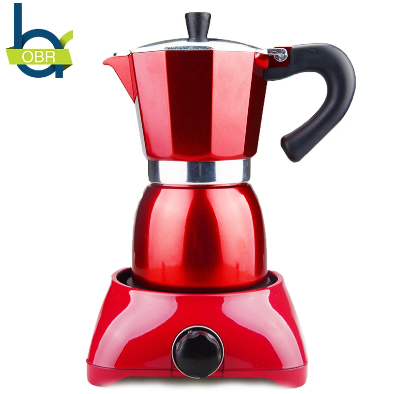 2PCS Aluminum Coffee Moka Pot Set With Electric Stove Electric heating