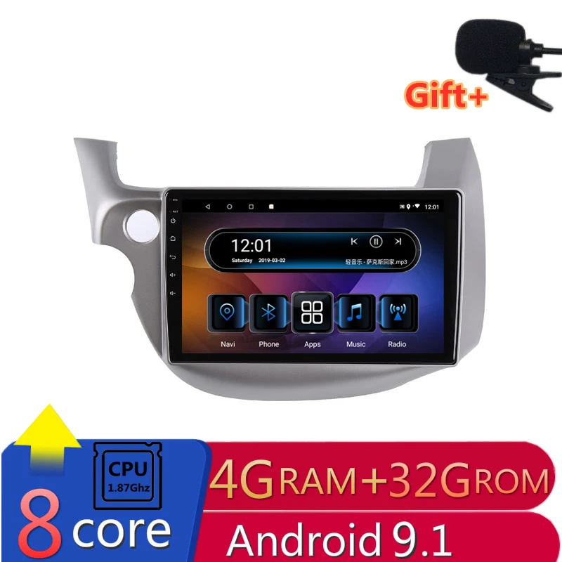 

10"4G RAM 2.5D IPS 8 CORE Android 9.1 Car DVD Multimedia Player GPS For honda Fit jazz 2008 2009-2013 audio car radio navigation
