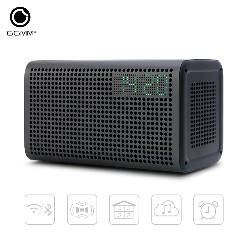 GGMM E3 WiFi Wireless and Bluetooth Speaker Home Theater Stereo Audio Music Speakers with LED digital clock support charging