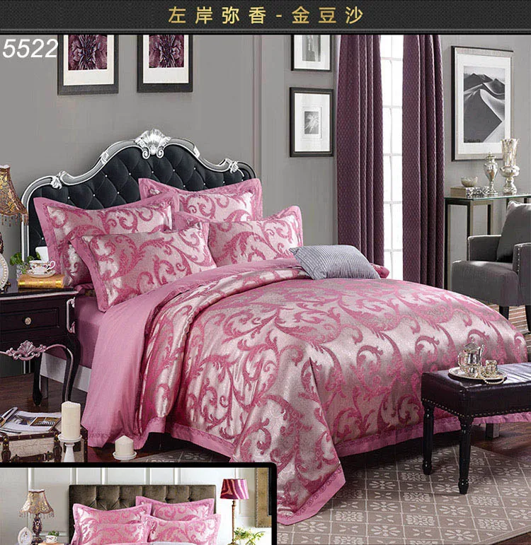 Jacquard tribute silk bed linens European style satin silk bed clothes