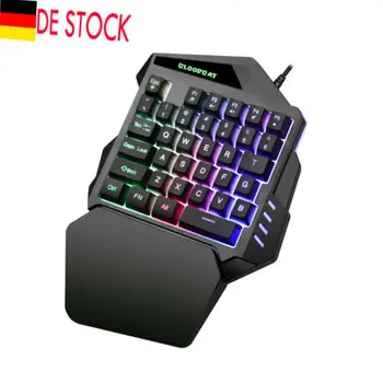 

2019 One-Handed Backlit Gaming Keyboard 35 Keys RGB LED Flashing USB Wired Game