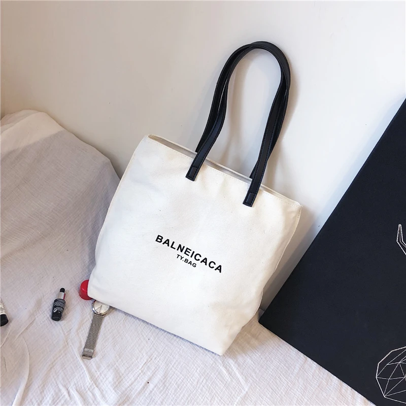 

Simple Canvas Women Bag Fashion Luxury Letter Handbag Top High Quality High Capacity Shoulder Bags bolsa feminina B039