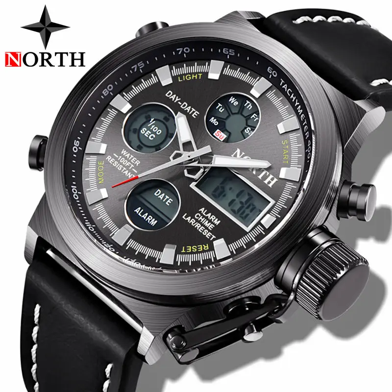 Часы NORTH Top Brand Мужские Цифровые Спортивные брендовые Роскошные светодиодные