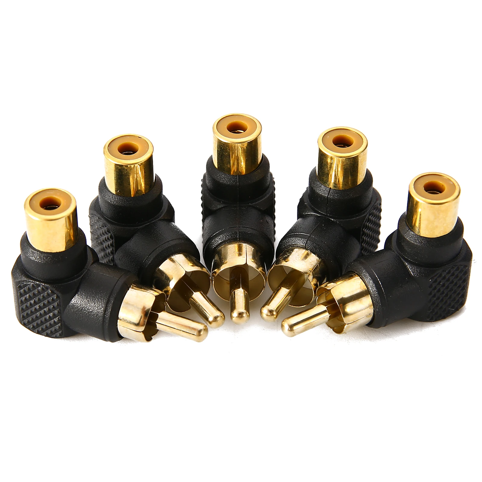 10pcs/set 90 Degree Right Angle Audio Adapter RCA Male to RCA Female Audio Video Extension Cable  Adaptor