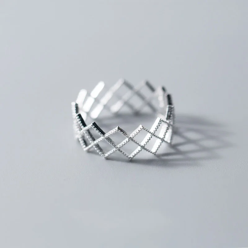 

Geometry Hollow Wave 925 Sterling Silver Adjustable Wide Ring