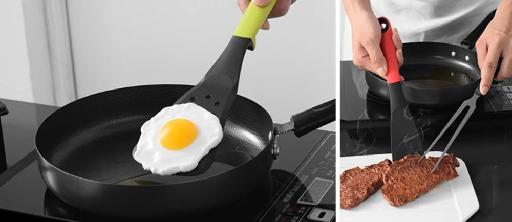 Набор кухонных инструментов с подставкой NON-STICK кухонная утварь 7 шт. набор с Каруселью красочные кухонные инструменты идеальный набор для приготовления пищи