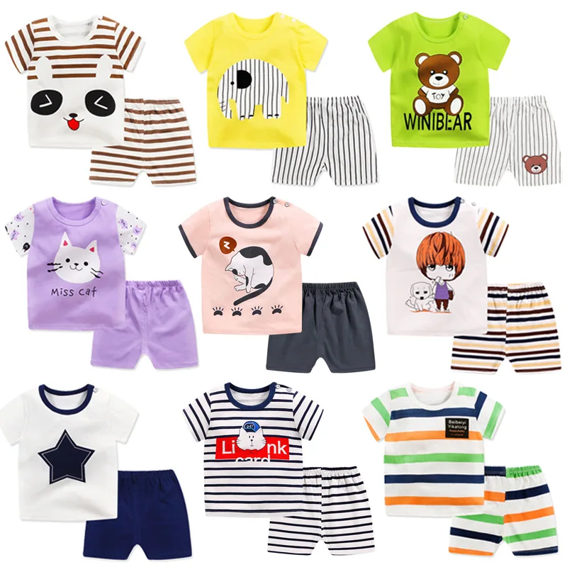 

Hot Selling Baby Kids Summer Clothes Baby Boy Casaul Outfits Baby Girl Lovely Clothing Sets