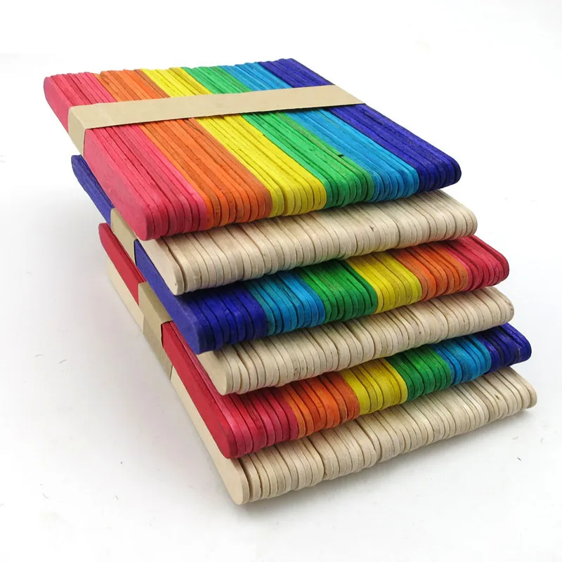 50Pcs Wooden Popsicle Stick Kids Hand Crafts Ice Cream Cake DIYIce Cream Stick Making ice cream ...