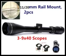 Hot 3-9×40 Tactical Hunting Riflescope Air Gun Weapon Telescopic Rifle Scope Optics + 11 / 20 mm Free Mount
