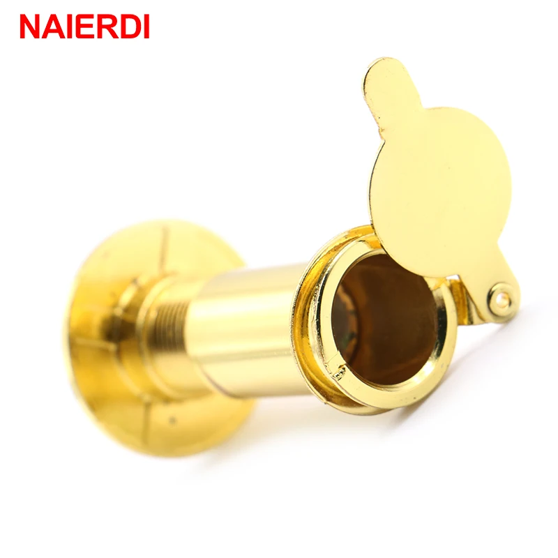 NAIERDI Brass 200 Degree Door Viewer Wide Angle Peephole Security Hidden Door Adjustable Glass Lens With Cover For Hardware Tool