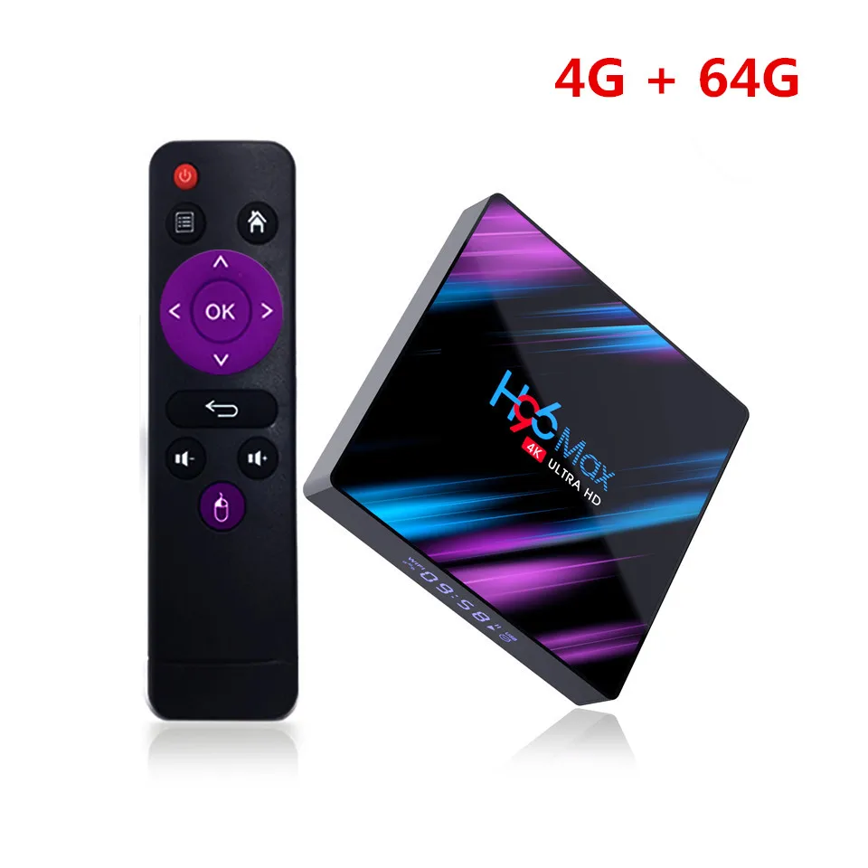 H96 MAX Smart TV Box Android 9.0 4GB Ram 32GB/64GB Rom Rockchip RK3318 4K USB3.0 H.265 Google Play IP TV Set Top Box PK tx3 mini - Color: 4G  64G