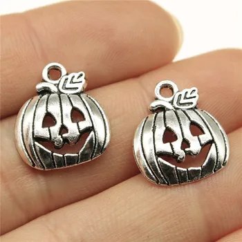 

Charms Pumpkin Halloween DIY Jewelry Findings 30pcs/lot Antique Silver Color 0.7x0.6 Inch (18x15mm) Pumpkin Halloween Charms