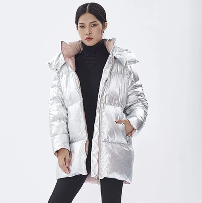 

YNZZU 2018 Winter Women's Down Jacket High Quality Bright Embroidery Duck Down Coat Women Thick Warm Hooded Female Jacket O694