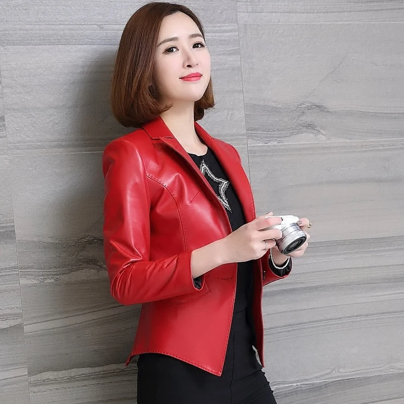 

New Real Genuine Leather Jacket Women Sheepskin Coat Spring Autumn Coat Women European Slim Short Coats Plus Size Z837