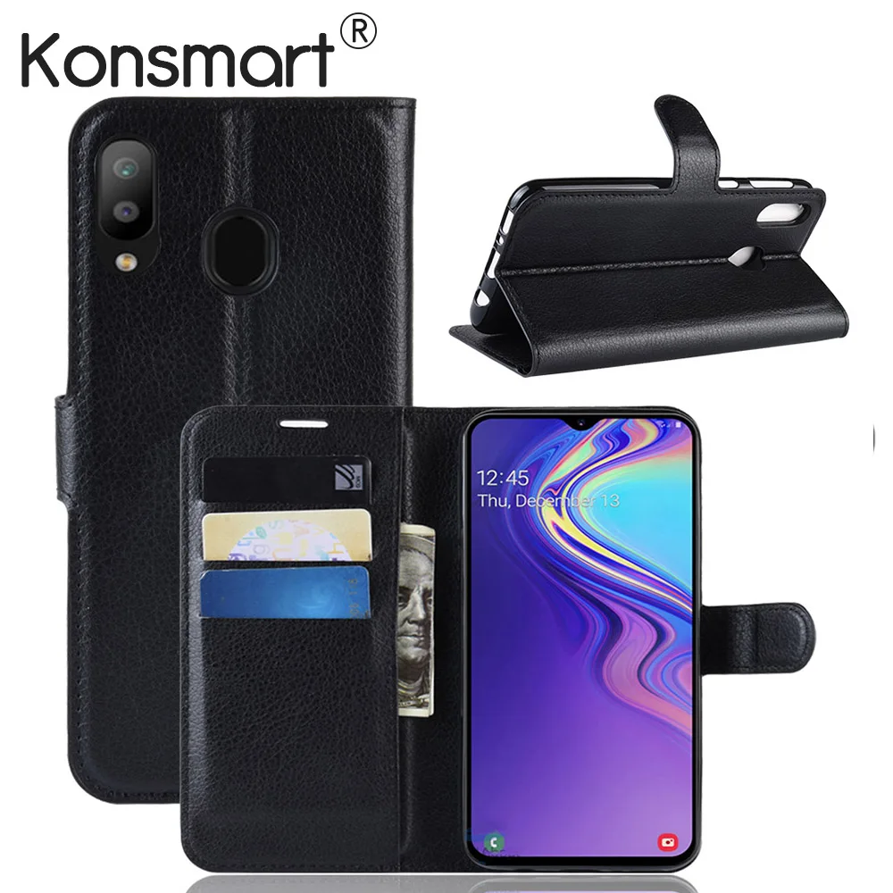 

KONSMART Flip Phone Case Galaxy M20 Wallet Leather Protective Book Case For Samsung M20 Back Cover Coque Fundas 6.3 inch Cases