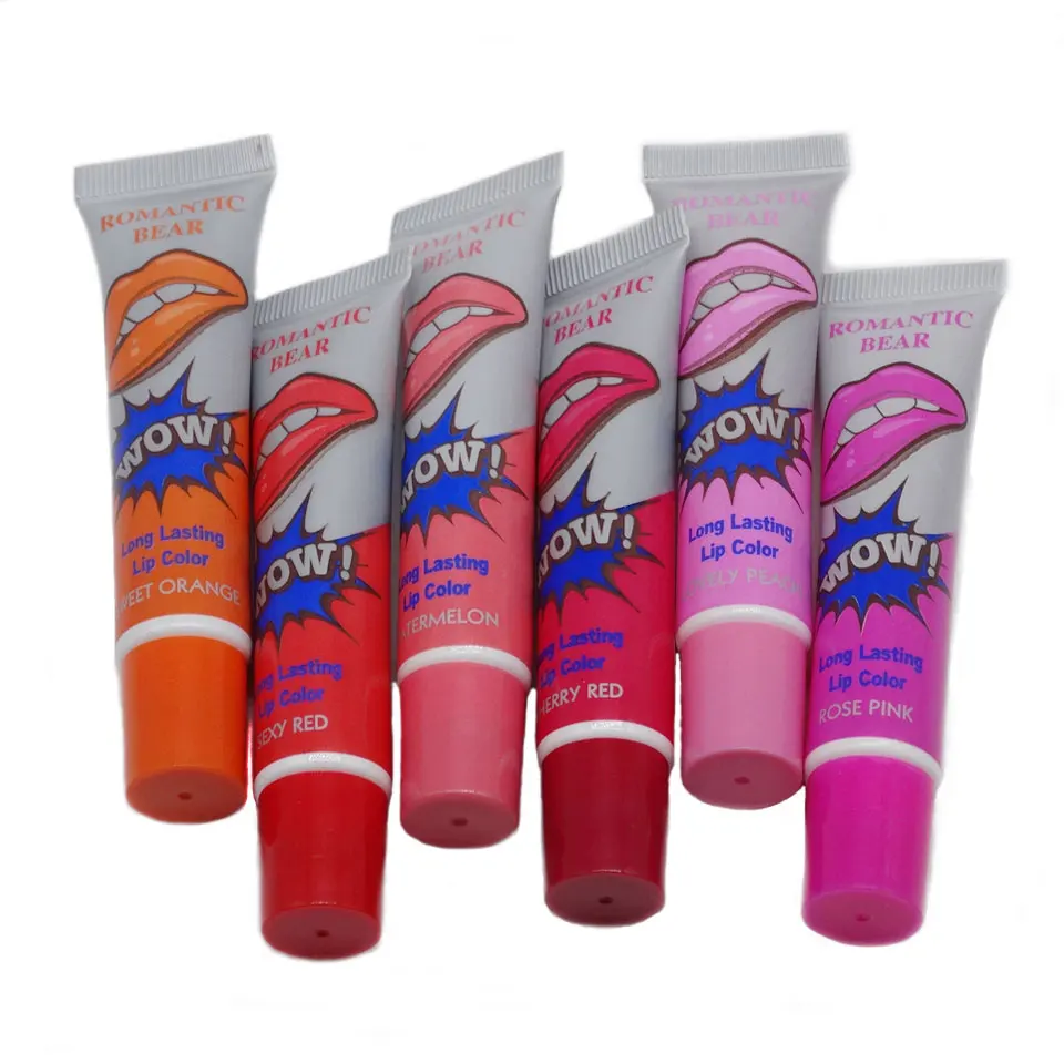 120pcs wow Romantic Bear 6 Colors Waterproof batom Magic Lip Gloss Peel