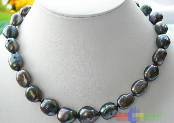 

DD Wholesale FREE SHIPPING >>> HUGE 17" 19MM BLACK BAROQUE FRESHWATER CULTURED PEARL NECKLACE p1702