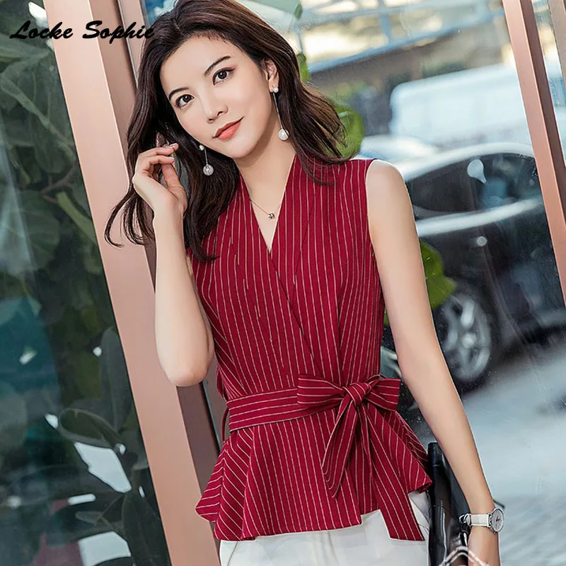 1pcs Women's Plus size Blazers coats 2019 Summer cotton waist belt Sleeveless Small Suits jackets ladies Skinny Blazers Suits