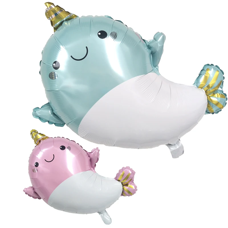 

50pcs/lot cartoon narwhal Foil balloon birthday party decoration baby 100 days wedding balloon supplies Golobos Kid's toy gift