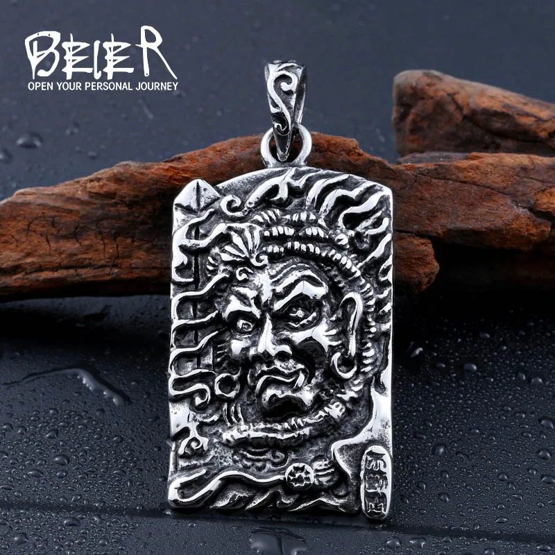 

BEIER Cool Men's Gothic Carving Stainless Steel Pendant Necklace High Quality Detail Biker Jewelry BP8-228