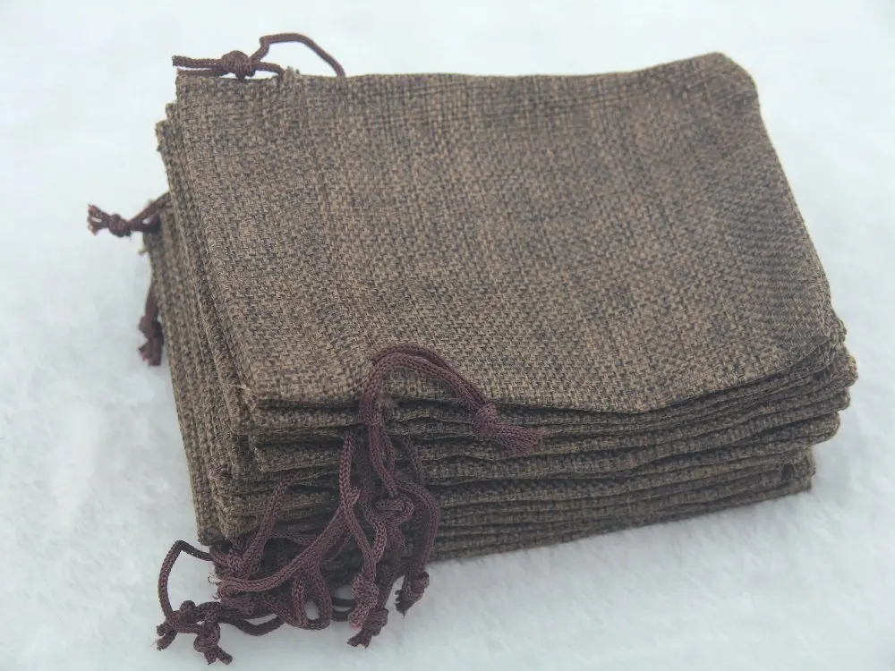 

100pcs 9.3x13.5cm Brown Hemp/Hessian Bags, Jewelry Pouches, Wedding Favors, Jewelry Packing, Gift Bags--HB091301