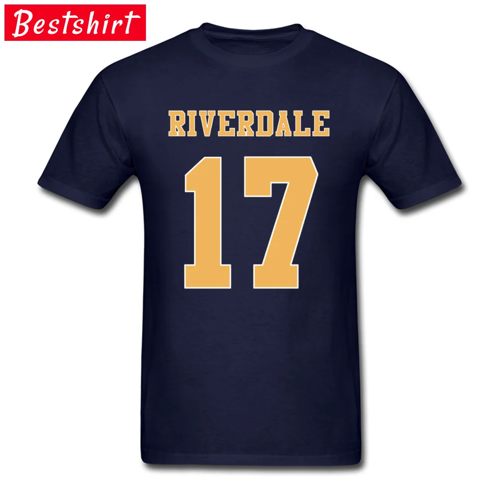 Printed OnSimple Style Short Sleeve Tops T Shirt Thanksgiving Day Newest O-Neck Pure Cotton Tees Men's T-shirts Printed  Riverdale C Archie Andrews Jersey 17 navy
