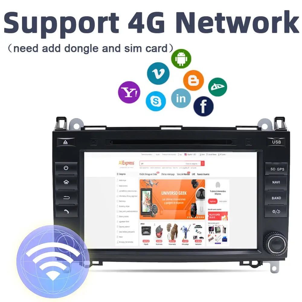 Best 4G+64G Android 9 For Mercedes Benz Sprinter B200 W209 W169 B-class W245 B170 Vito W639 2 DIN Car DVD player Radio GPS multimedia 3