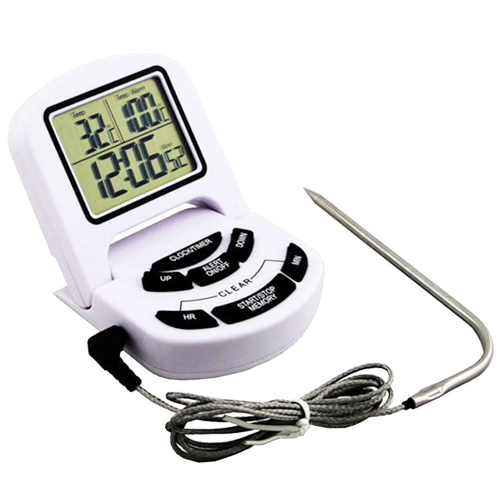 Turkey Meat Thermometer Household Alert With Probe LCD Digital Electric Roasting Cooking Tools Timer Loud Alarm Kitchen Portable | Дом и сад