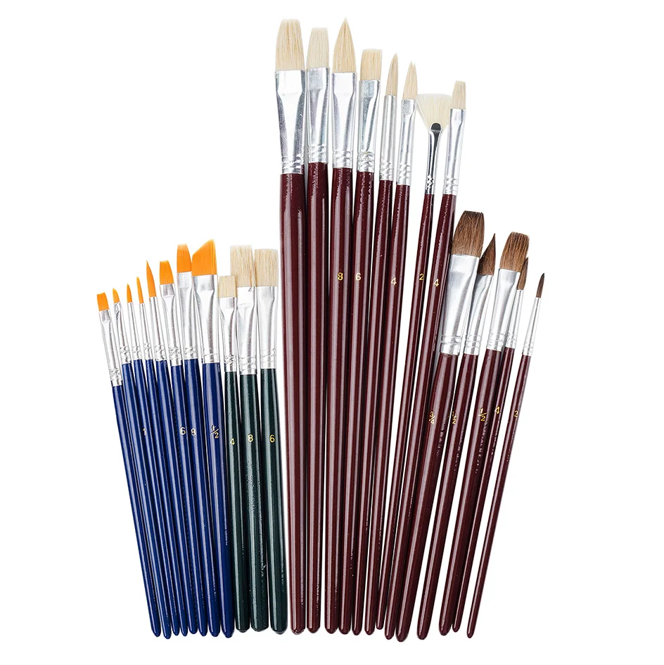 25 Pieces Art Paint Brush Value Set for Oils, Acrylic, Gouache