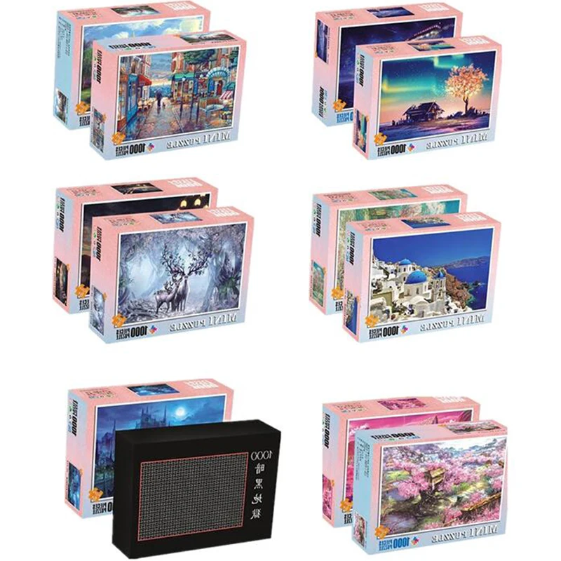 

mini puzzles Landscape Puzzle 1000 pieces Adult Paper Puzzle Cartoon jigsaw Puzzles For Children Educational Toys Gifts