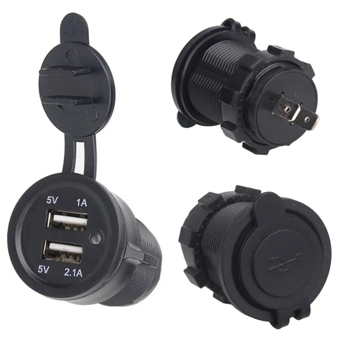 12 V-24 V Автомобильное USB Зарядное устройство с кабелем для мотоциклов авто грузовик светодиодный свет для лодки Двойной зарядка с usb-разъемом