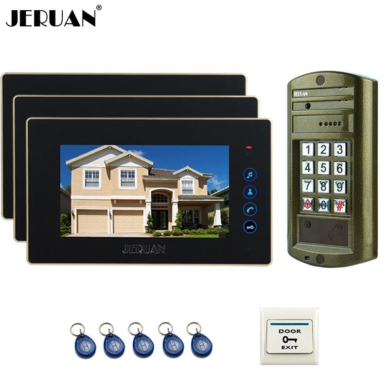 JERUAN NEW Metal Waterproof Access password HD Mini Camera +7 inch Color LCD Video Door Phone Speaker Intercom System kit 1V3 |