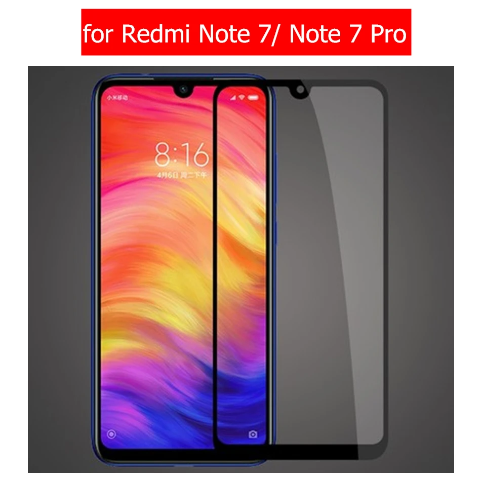 for Xiaomi Redmi Note 7 Pro Tempered Glass Screen Protector Black Protective Film Anti-Scratch for Xiaomi Redmi Note7 Pro